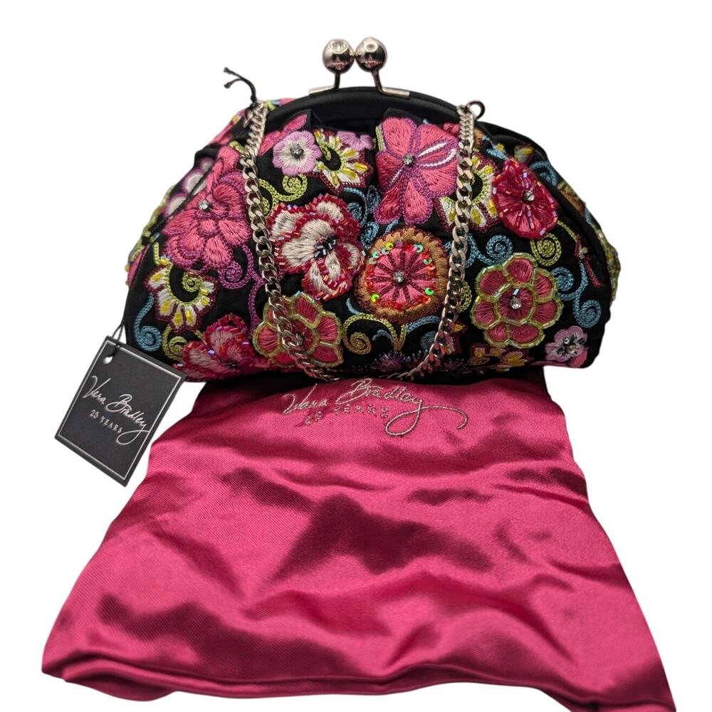 Vera Bradley 25th Anniversary Floral Beaded Embroidered Kiss-lock Bag Purse